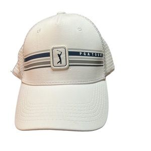 Cap / hat PGA Tour White Mesh Back OneFit Hat w/ Patch & Print Logos PGA NWT